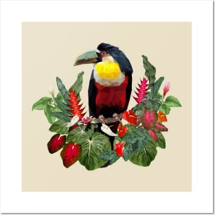 Drawn polygonal art of toucan birds. Posters and Art